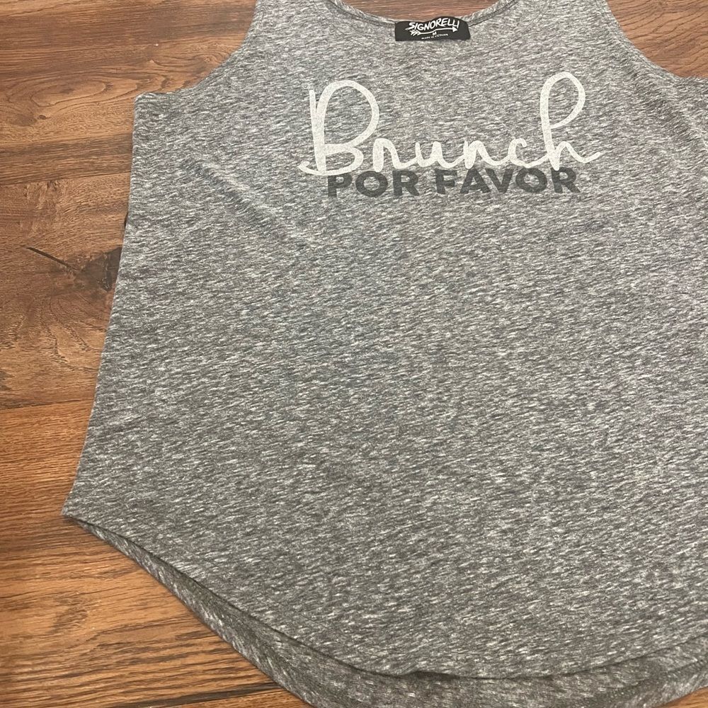 Signorelli Grey “Brunch Please” Racerback Tank Top - Picture 4 of 7